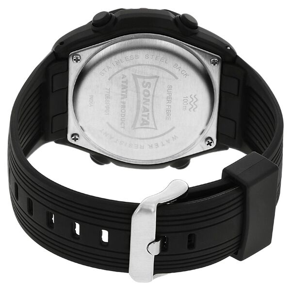SF Quartz Analog Black Dial Plastic Strap Watch for Men - image number 3