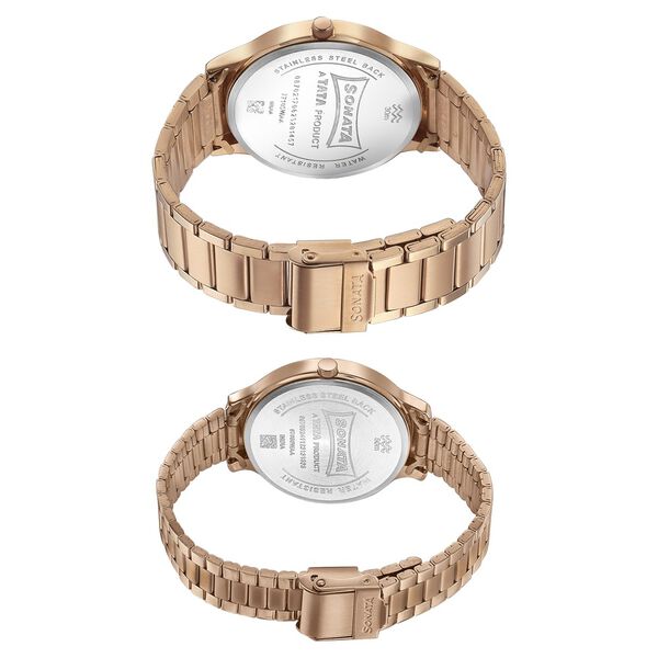 Sonata Modern Bandhan Quartz Analog Silver Dial Stainless Steel Strap Watch for Couple - image number 4