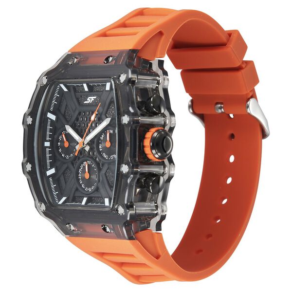 SF Maiden Voyage Sport Watch Black Dial And Orange Strap Tonneau Shaped Case with Multifunction movement - image number 1