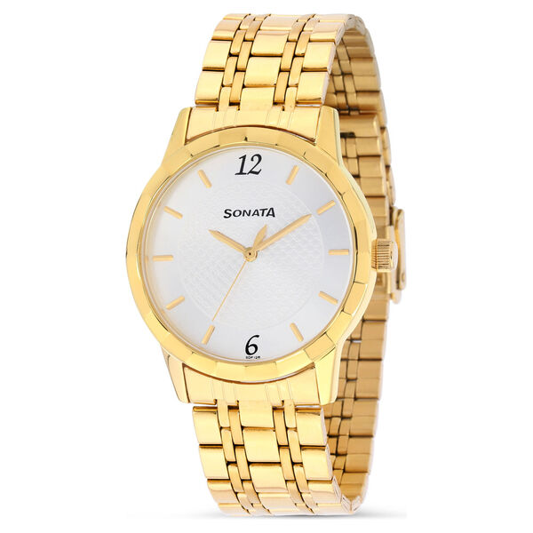 Sonata Quartz Analog Silver Dial Stainless Steel Strap Watch for Men - image number 0