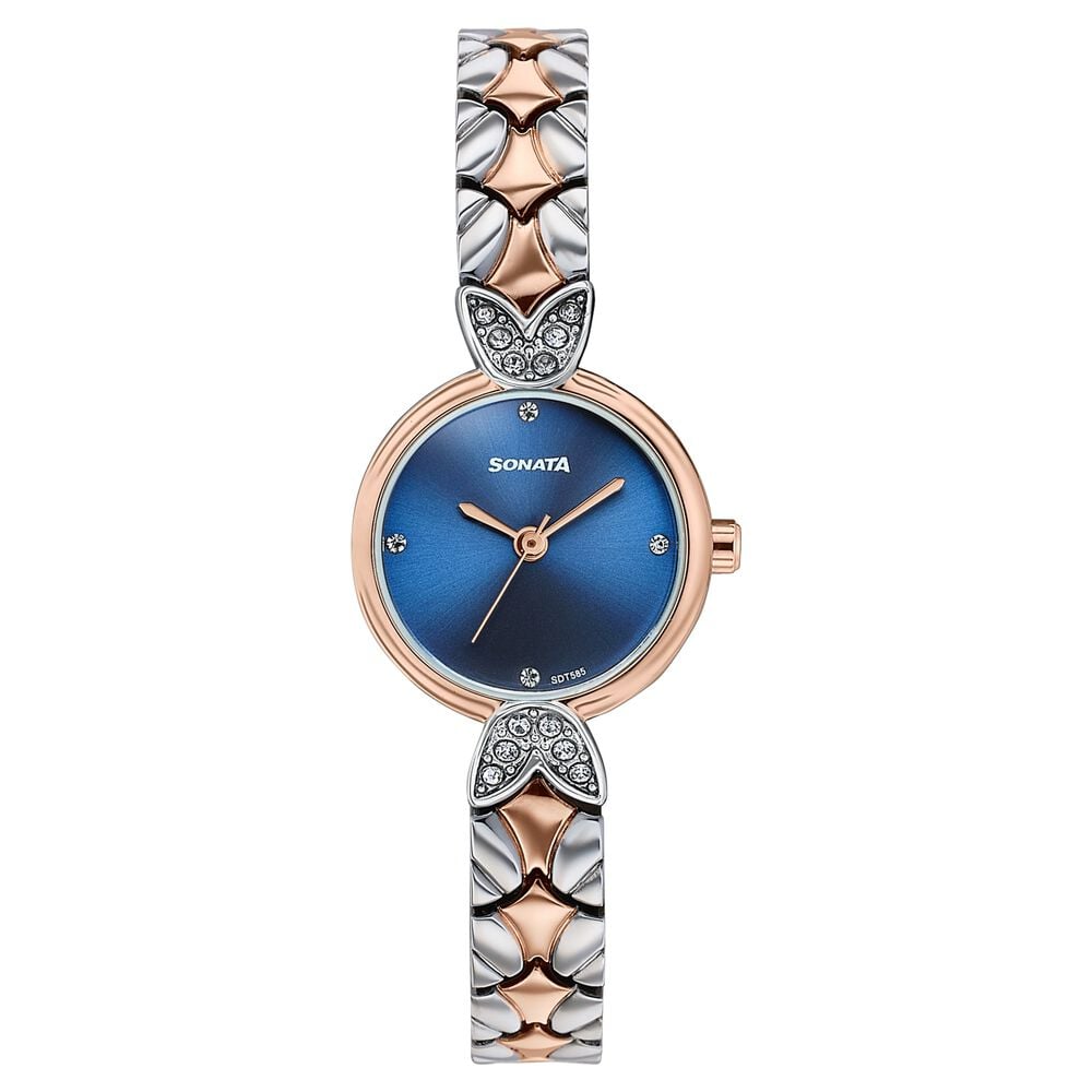 sonata Women's Vintage style blue Blue dial Bracelet Watch image