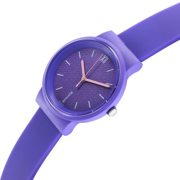 Sonata Splash Quartz Analog Purple Dial Plastic Strap Watch for Women - image number 2