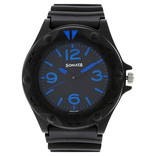 SF Quartz Analog Black Dial Plastic Strap Watch for Men - image number 0
