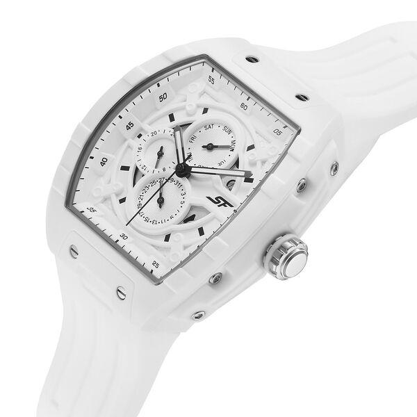 SF Maiden Voyage Sport Watch - White dial & Strap -Tonneau Shaped Case with Multifunction movement - image number 2