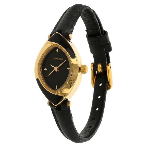 Sonata Quartz Analog Black Dial Leather Strap Watch for Women - image number 1