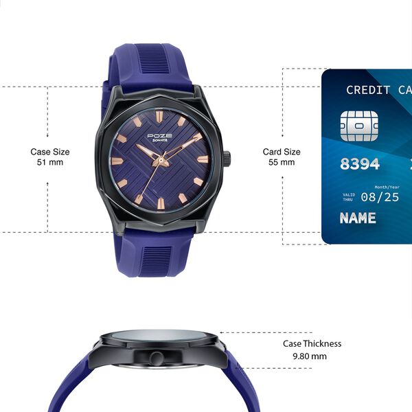 Poze By Sonata Quartz Analog Blue Dial Blue Silicone Strap Watch For Men - image number 3