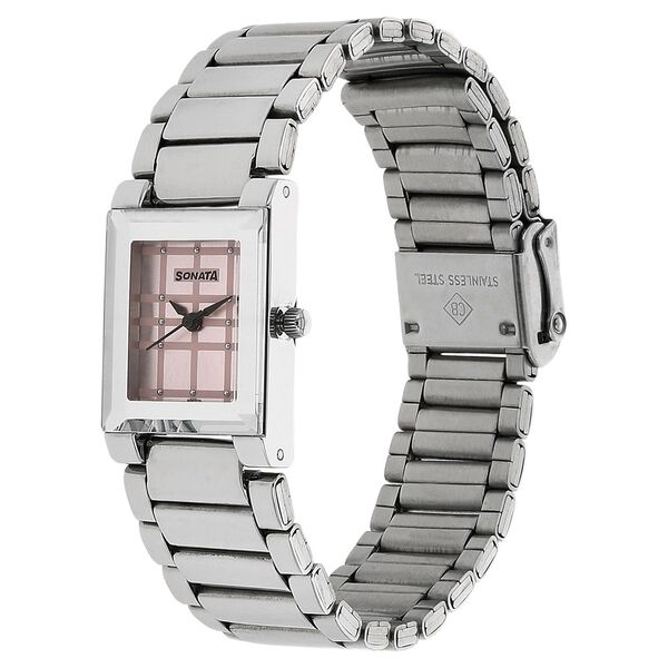 Sonata Quartz Analog Pink Dial Stainless Steel Strap Watch for Women - image number 1