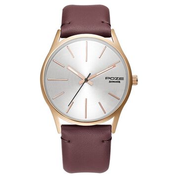 Poze by Sonata Quartz Analog Silver Dial PU Leather Strap Watch for Men