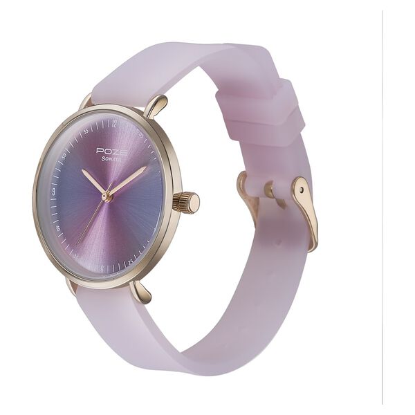 Sonata Poze Quartz Analog Pink Dial Pink Leather Strap Watch For Women - image number 3