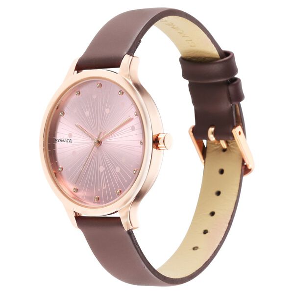 Sonata Blush Quartz Analog Pink dial Leather Strap Watch for Women - image number 1