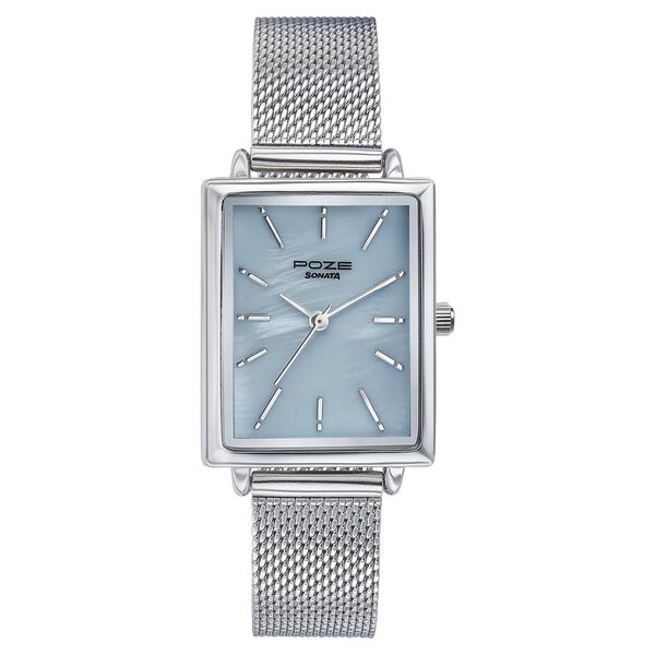 Sonata Poze Quartz Analog Blue Mother Of Pearl Dial Silver Color Stainless Steel Strap Watch For Women - image number 1