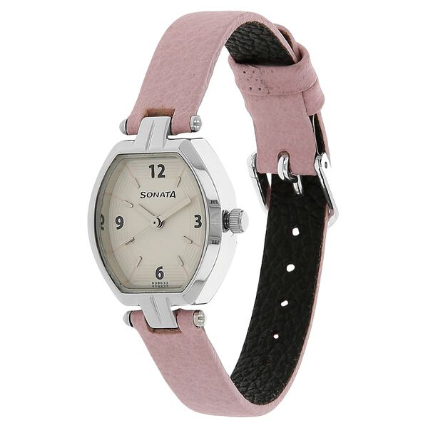 Sonata Quartz Analog Silver Dial Leather Strap Watch for Women - image number 1