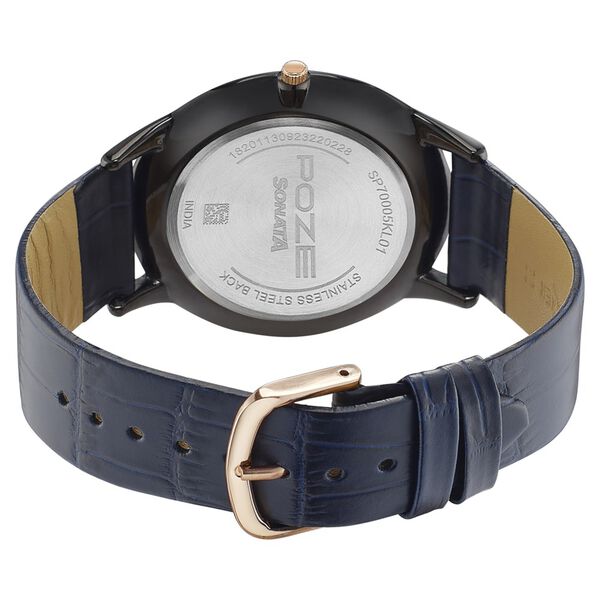 Poze by Sonata Quartz Analog Blue Dial Leather Strap Watch for Men - image number 4