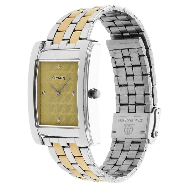 Sonata Quartz Analog Champagne Dial Stainless Steel Strap Watch for Men - image number 1