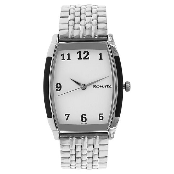 Sonata Quartz Analog White Dial Stainless Steel Strap Watch for Men - image number 0