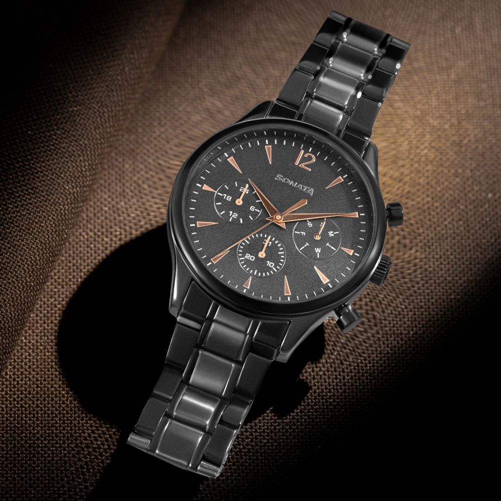 Sonata black chain watch price deals