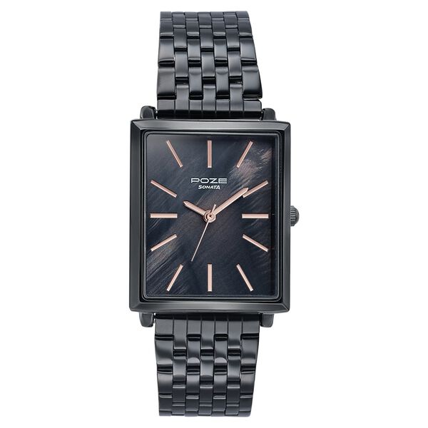 Sonata Poze Quartz Analog Black Dial Metal Strap Watch For Women - image number 1