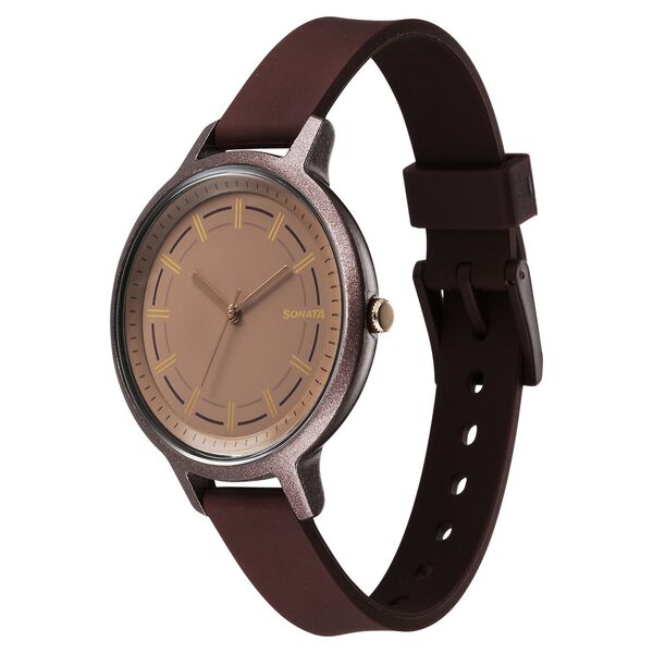 Sonata Splash Quartz Analog Brown Dial Plastic Strap Watch for Women - image number 2