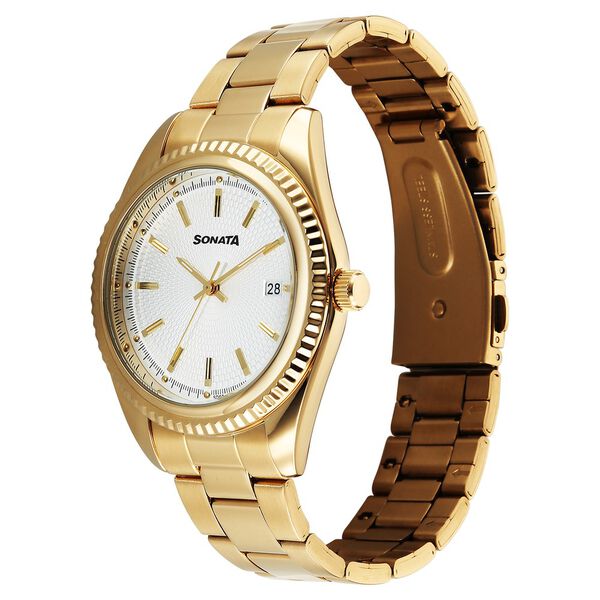Sonata Festive Quartz Analog with Date Silver Dial Metal Strap Watch For Men - image number 1