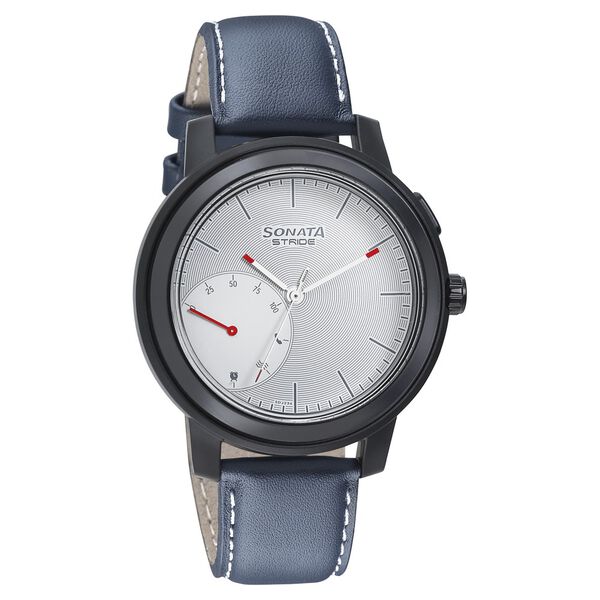 Sonata Stride Smart White Dial Leather Strap Watch for Men - image number 0