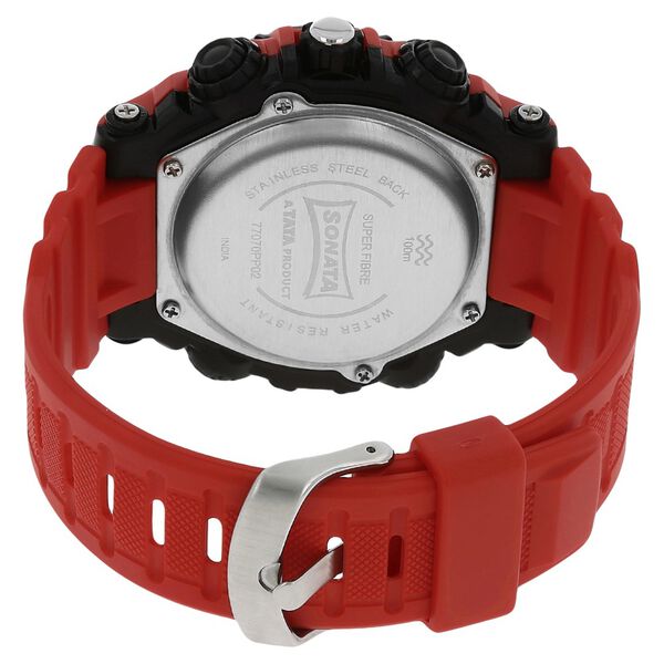 SF Quartz Analog Digital Black Dial Plastic Strap Watch for Men - image number 3