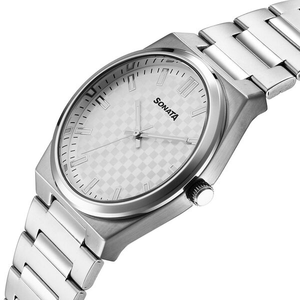Sonata Festive Quartz Analog Silver Dial Metal Strap Watch For Men - image number 2