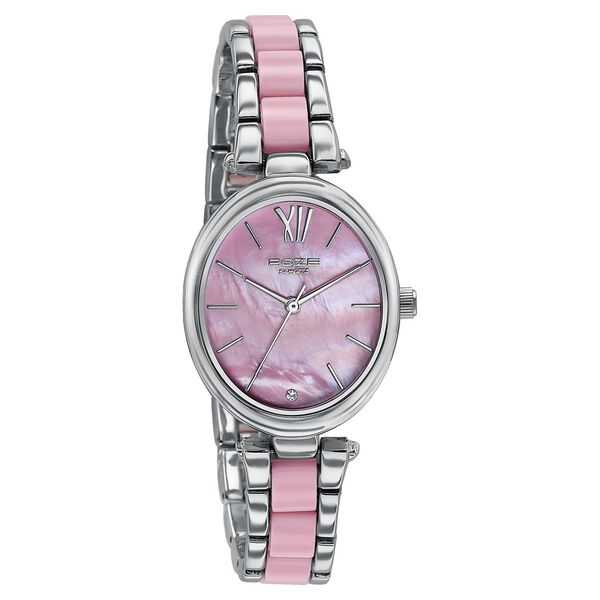 Sonata Poze Quartz Analog Pink Mother Of Pearl Dial Bimetal Strap Watch For Women - image number 2