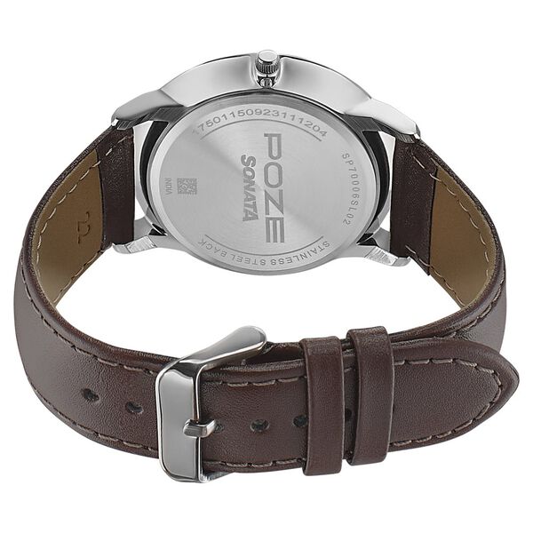 Sonata Poze Quartz Analog Black Dial Leather Strap Watch for Men - image number 4