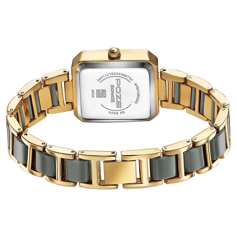 Buy Online Sonata Poze Quartz Analog Green Dial Two Toned Metal