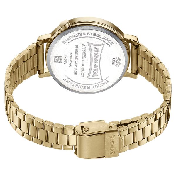 Sonata Elegent Essentials Quartz Analog Champagne Dial Stainless Steel Strap Watch For Women - image number 4