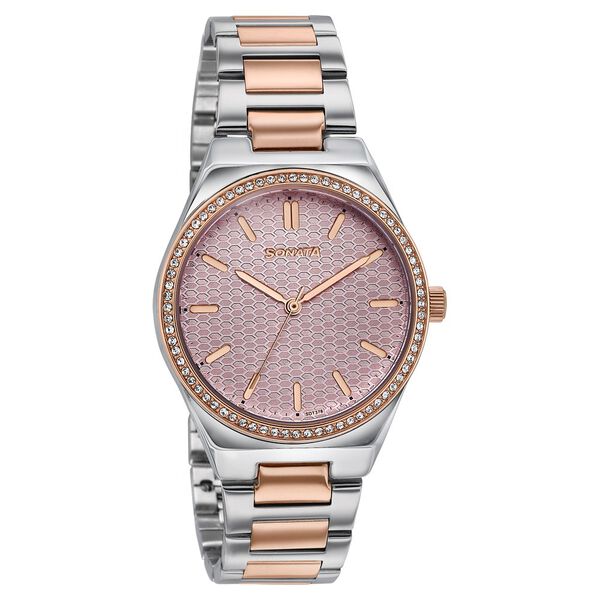 Sonata Jashn Quartz Analog Pink Dial Two Toned Metal Strap Watch For Women - image number 1
