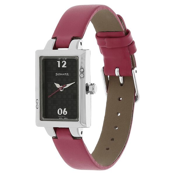 Sonata Quartz Analog Black Dial Leather Strap Watch for Women - image number 1