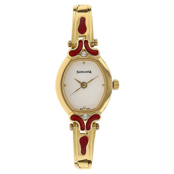 Sonata Quartz Analog White Dial Stainless Steel Strap Watch for Women - image number 0