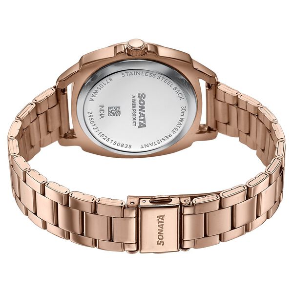 Sonata Festive Quartz Multifunction Rose Gold Dial Rose Gold Metal Strap Watch For Women - image number 5
