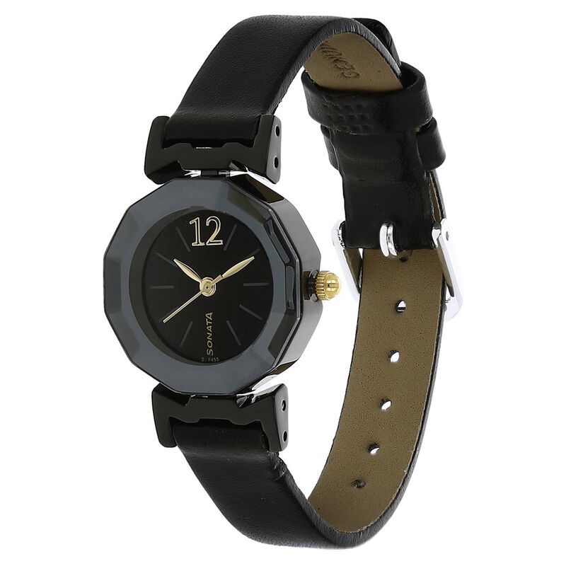Sonata Quartz Analog Black Dial Leather Strap Watch for Women - image number 1