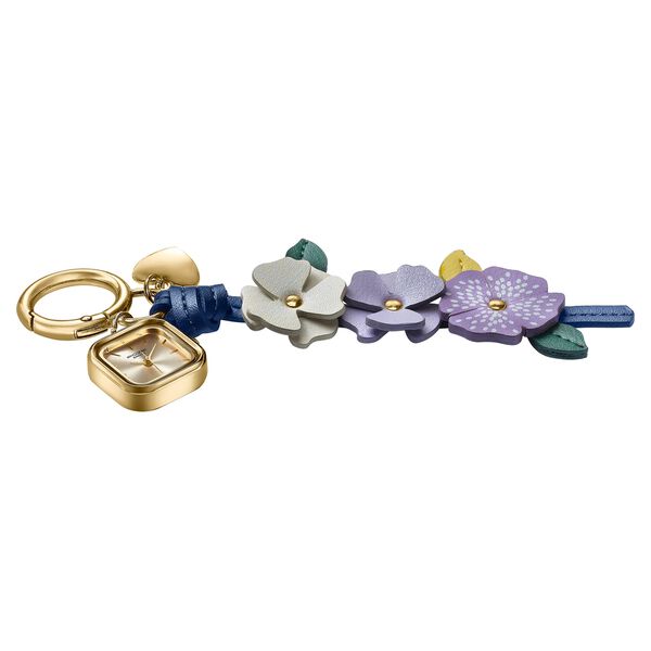 Key Chain Watch By Sonata Quartz Analog Golden Dial Purple Leather Key Chain Strap Watch For Women - image number 2