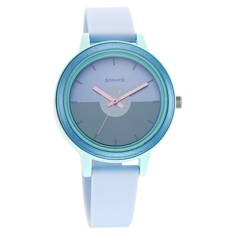 Sonata Splash Blue Dial Women Watch With Plastic Strap - image number 0