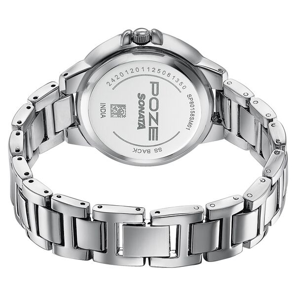 Poze By Sonata Quartz Analog Blue Dial Silver Metal Strap Watch For Women - image number 6