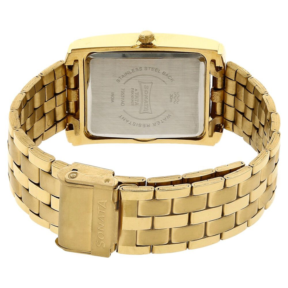 Buy Online Sonata Quartz Analog with Day and Date Silver Dial Stainless Steel Strap Watch for Men ns7953ym03 Sonata