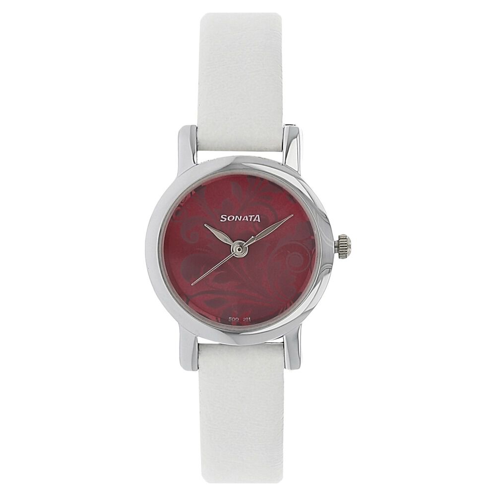 Sonata Quartz Analog Pink Dial Leather Strap Watch for Women