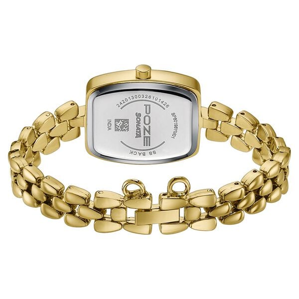 Poze Poze Quartz Analog White Dial Golden Metal Strap Watch For Women - image number 6