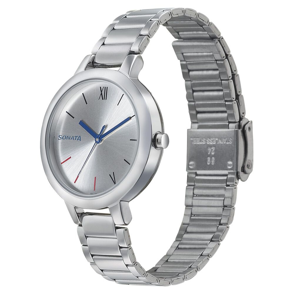Sonata silver chain watches best sale for ladies