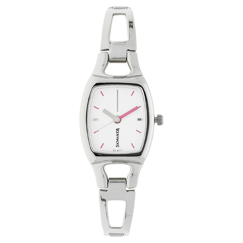 Sonata Quartz Analog White Dial Stainless Steel Strap Watch for Women - image number 0