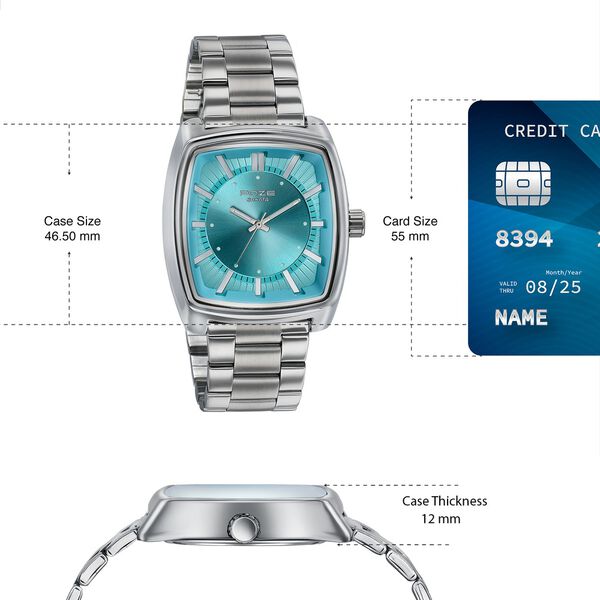 Poze Poze Quartz Analog Tiffany Blue Dial Silver Metal Strap Watch For Men - image number 3