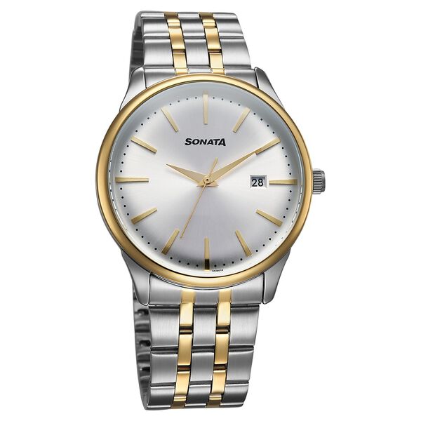 Sonata Eternia Quartz Analog with Date Silver Dial Metal Strap Watch For Men - image number 0