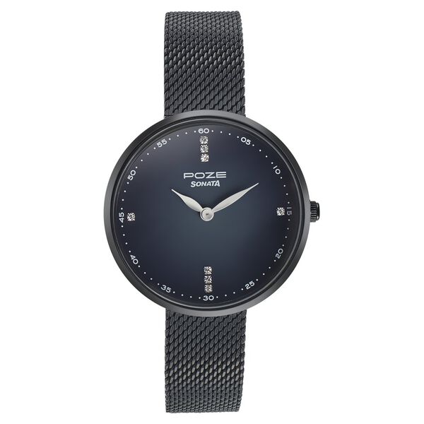 Sonata Poze Quartz Analog Black Dial Mesh Strap Watch for Women - image number 1