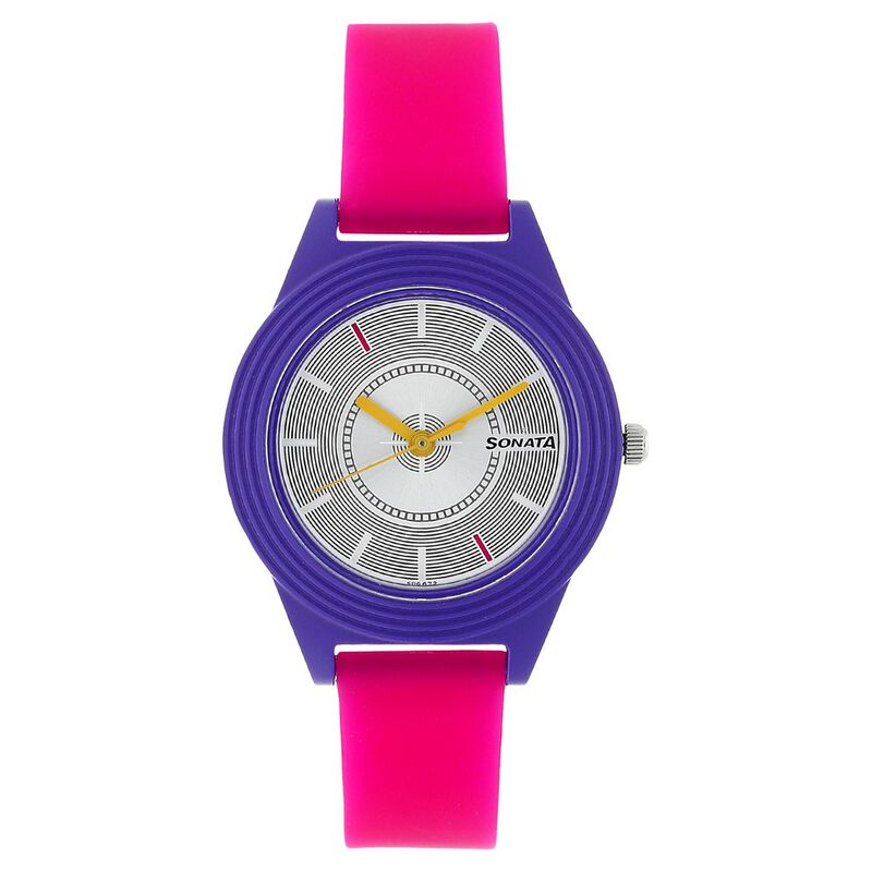 Sonata Colorpop Silver Dial Women Watch With Plastic Strap - image number 0