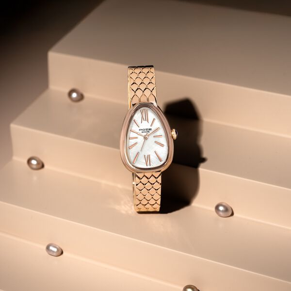 Sonata Poze Quartz Analog Mother of Pearl Dial Rose Gold Metal Strap Watch For Women - image number 0