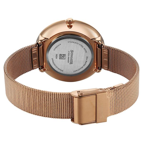 Sonata Modern Edit Quartz Analog Pink Mother of Pearl Dial Stainless Steel Strap Watch For Women - image number 4