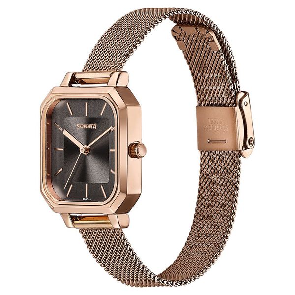 Sonata Modern Edit Quartz Analog Grey Dial Stainless Steel Strap Watch For Women - image number 2